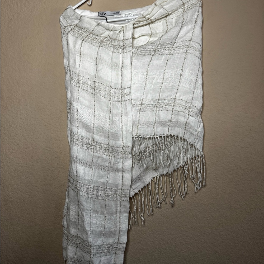 Zara Ivory Textured Skirt